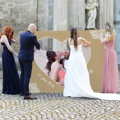 Vintage Herzbanner zum Ausschneiden für das Brautpaar mit Ihrem Foto