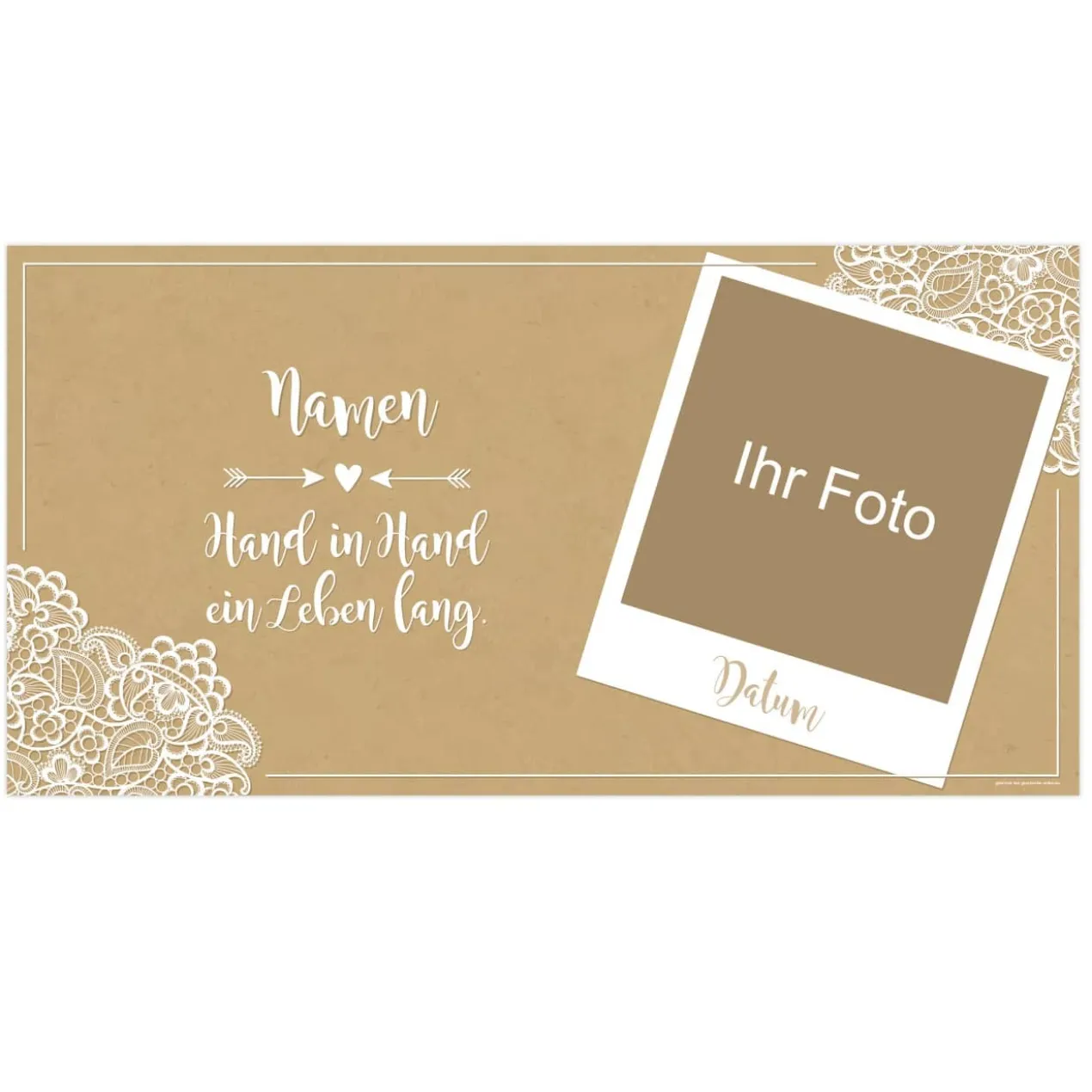 Vintage-Hochzeitsbanner mit Foto, Namen und Datum