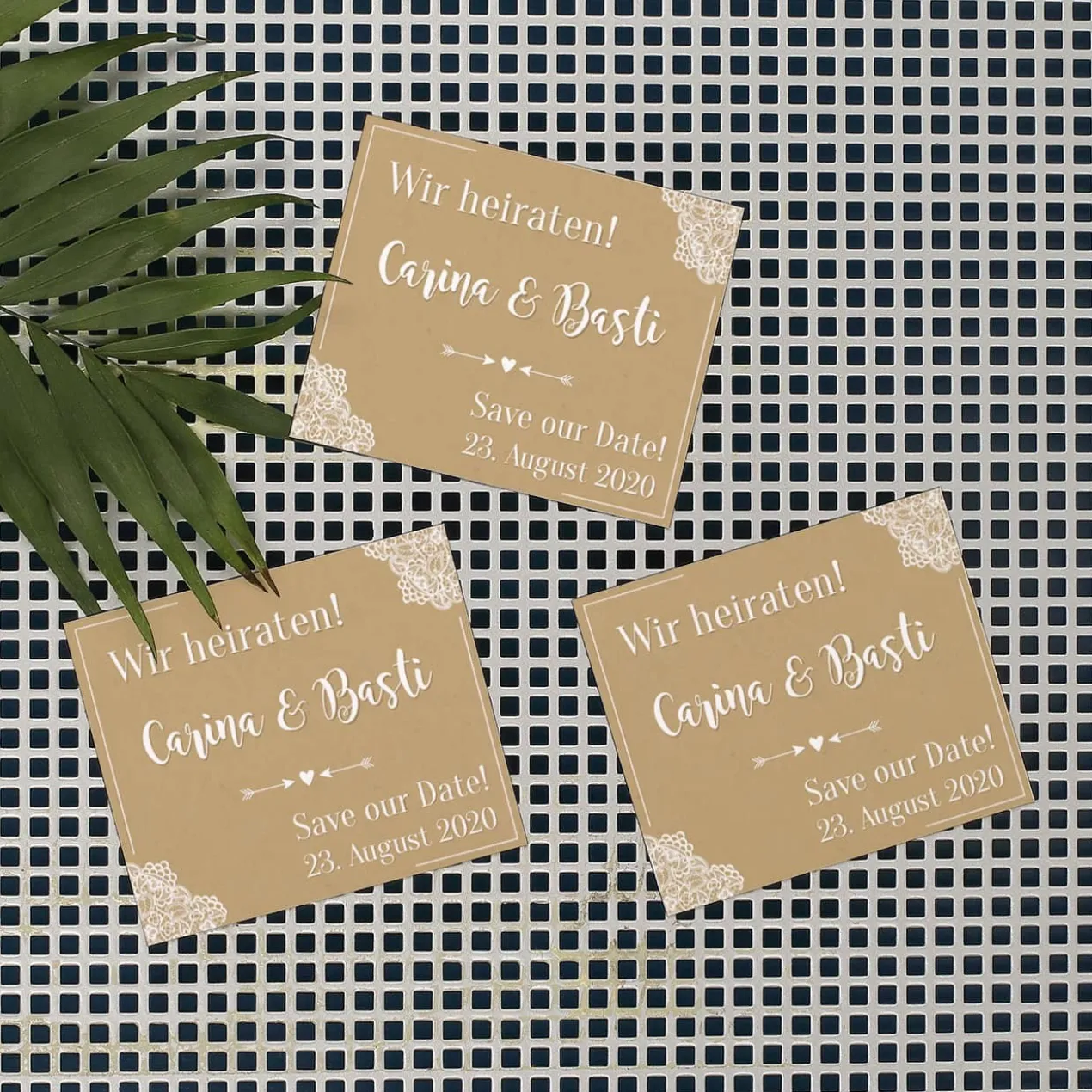 10 Vintage Magnete - Save our Date - mit Namen und Datum