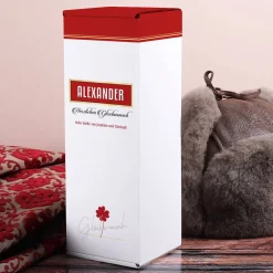 Vodka Smirnoff mit graviertem Vodkaglas in bedruckter Geschenkbox mit Glückwunschtext