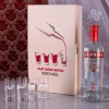 Vodka Smirnoff mit 4 gravierten Gläsern in bedruckter Holzkiste
