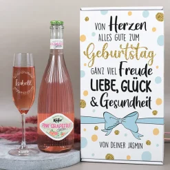 Von Herzen alles Gute - Geschenkset zum Geburtstag mit Sektglas und Secco
