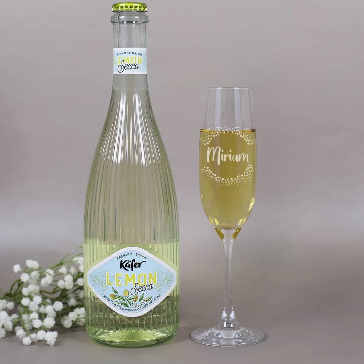 Von Herzen alles Gute - Geschenkset zum Geburtstag mit Sektglas und Secco