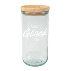 Vorratsglas 'Glück im Glas' mit Name personalisiert | Vorratsdose als Glücksbringer Geschenk für Küche