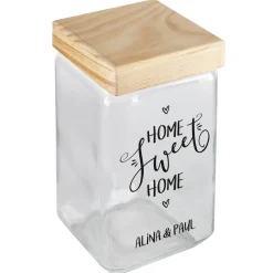 Vorratsglas Home Sweet Home mit Bambusdeckel | Einzugsgeschenk mit Namen personalisiert