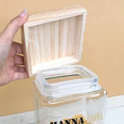 Vorratsglas mit Bambusdeckel & Name personalisiert als Geldgeschenk | Keksdose für Naschkatzen