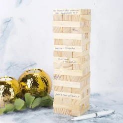 Wackelturm als Gästebuch zur Hochzeit mit bedruckter Holzbox