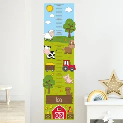 Wandtattoo Messlatte Bauernhof mit Namensaufdruck für Kinderzimmer
