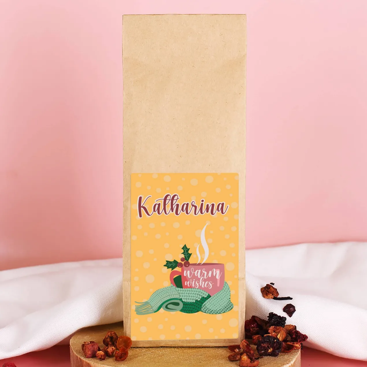 Warm wishes - leckerer Früchtetee mit Name personalisiert