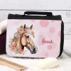 Waschtasche für Mädchen mit Pferdemotiv und Name personalisiert | Kulturtasche für Kinder