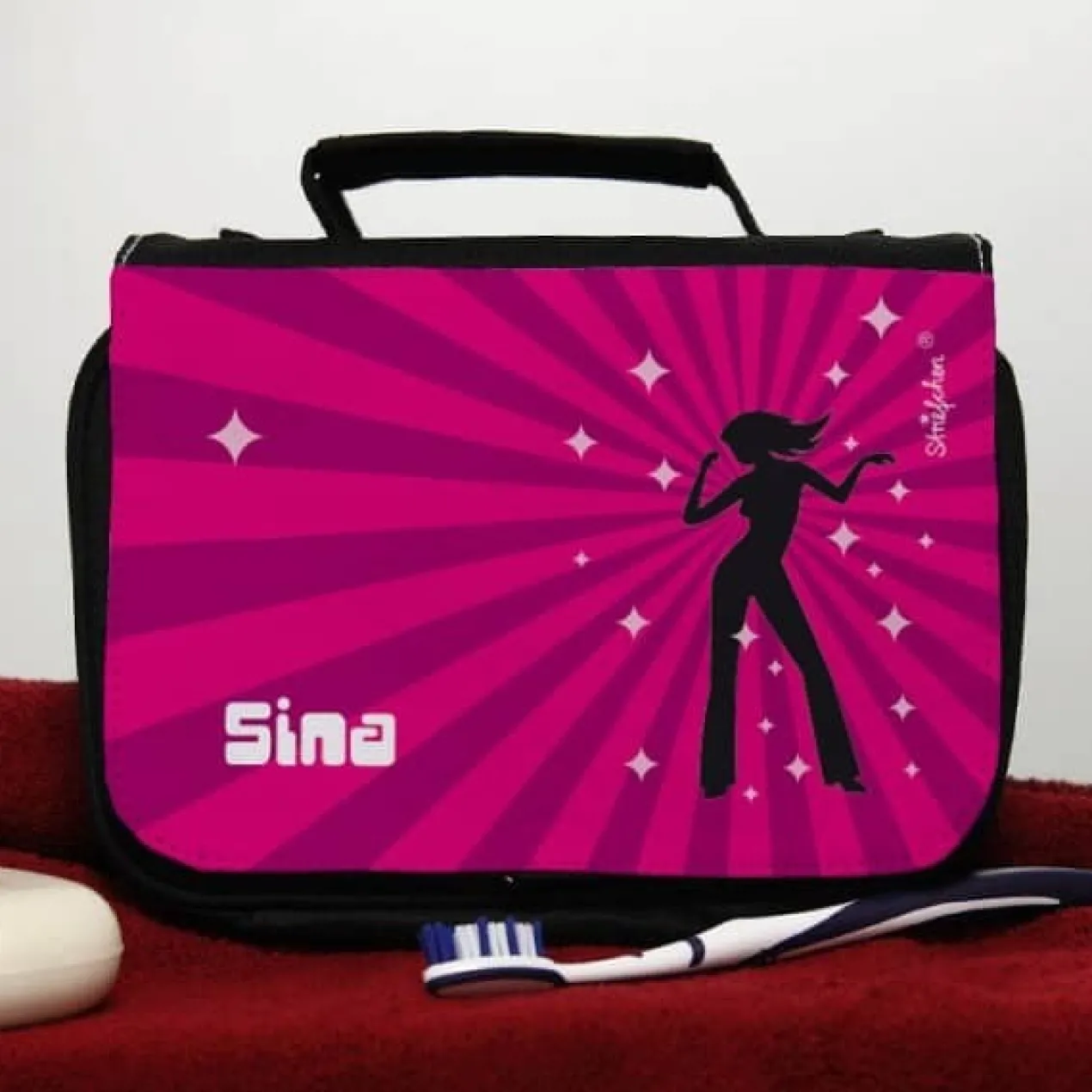 Waschtasche mit Discoqueen-Motiv und Name