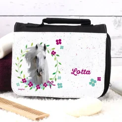 Waschtasche mit Pferdemotiv und Name