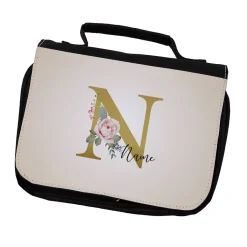 Waschtasche mit Rosen-Monogramm und Name