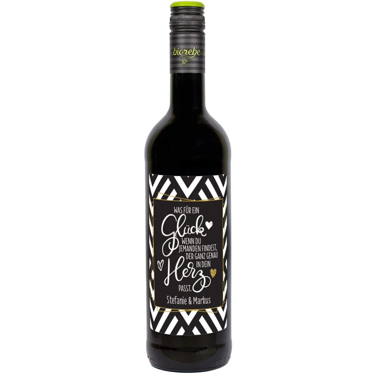 Was für ein Glück - Biorebe Wein mit persönlichem Etikett | Bienenfreundlich & Vegan
