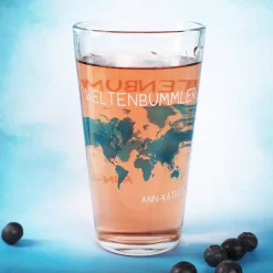 Wasserglas für Weltenbummler mit Namen
