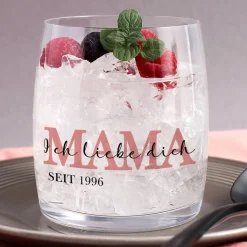 Wasserglas - Mama seit - mit Wunschtext und Jahreszahl