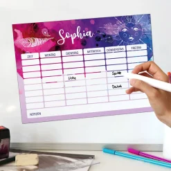 Watercolor Stundenplan mit Name und Ornamenten - magnetisch, abwischbar