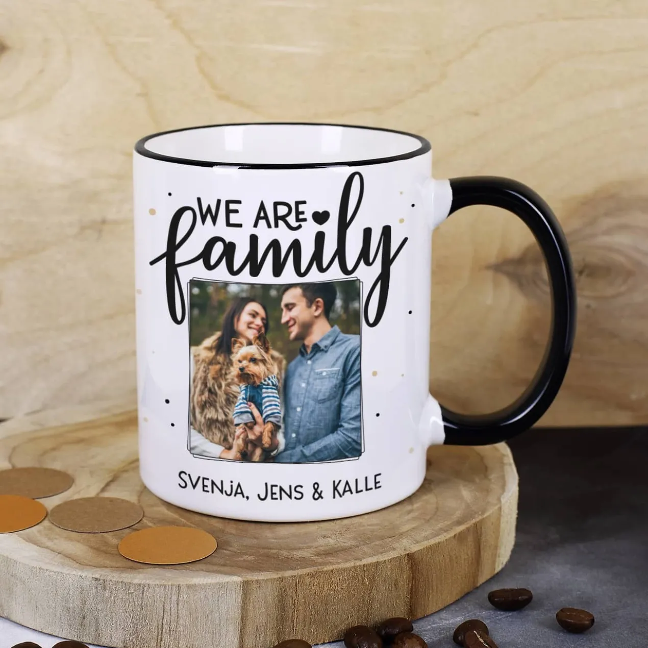 We are family - Fototasse mit Ihrem Wunschtext