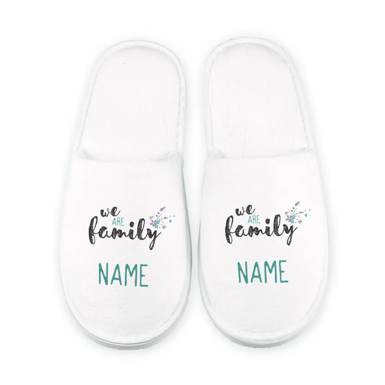We are family - Frottee-Pantoffeln mit Ihrem Namen