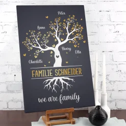 We are family - Leinwand mit Familienbaum und Ihren Namen