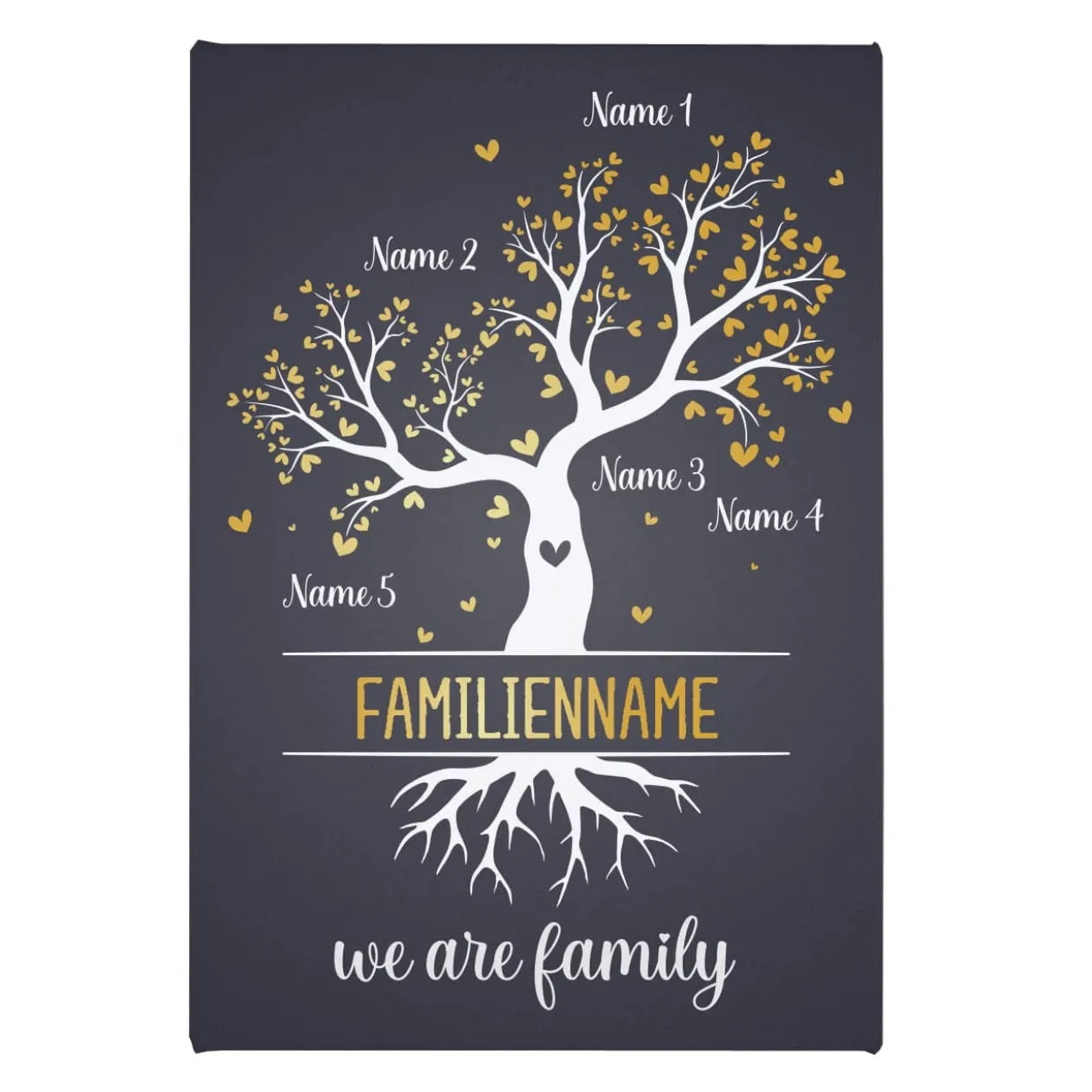 We are family - Leinwand mit Familienbaum und Ihren Namen