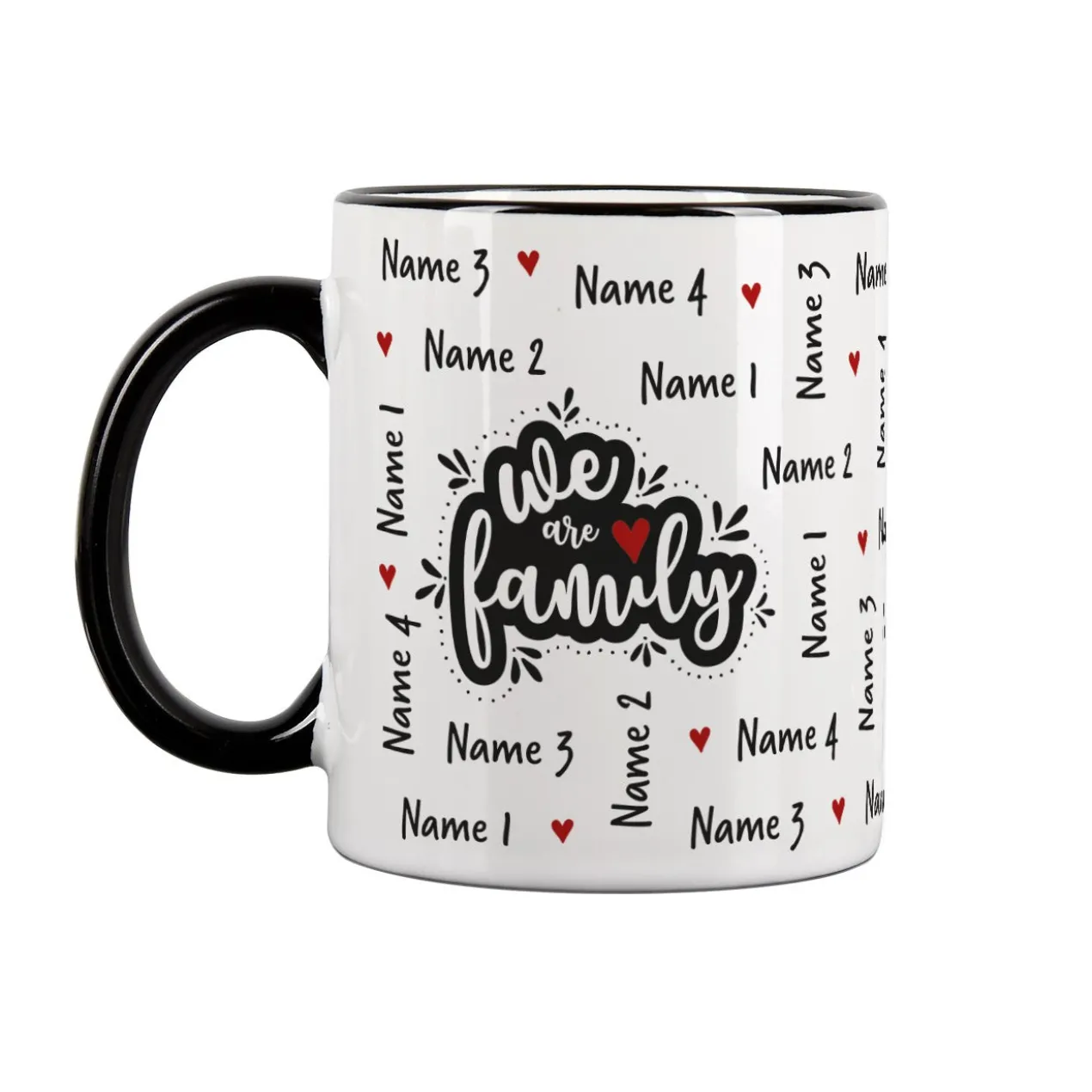 We are family - Tasse mit vier Namen