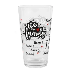 We are family - Trinkglas mit vier Namen