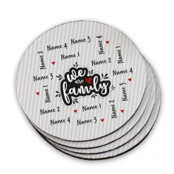 We are family - Untersetzer mit vier Namen (4er Set)