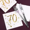 Weiße Servietten zum 70. Geburtstag in Gold-Metallic