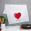 Weißes Geschirrtuch mit Polygon Herz