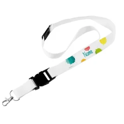 Weißes Schlüsselband mit buntem Motiv und Name