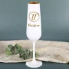 Weiß-Goldenes Sektglas zum Geburtstag mit Name und Alter graviert