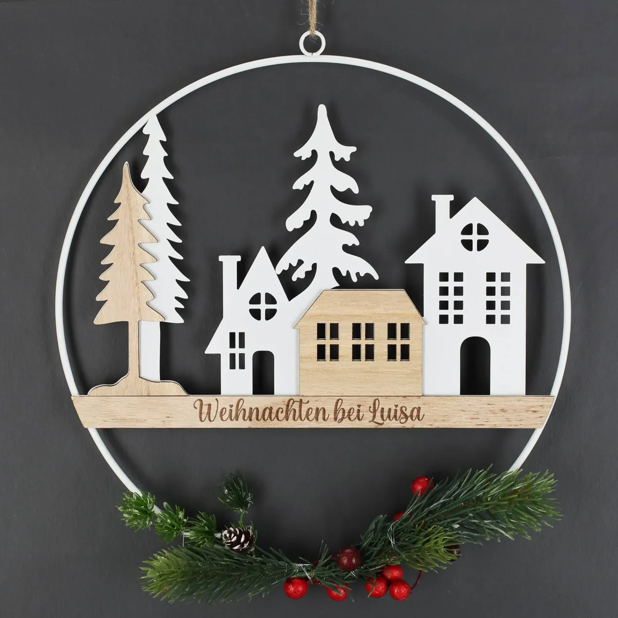 Weihnachten bei - personalisierte Türdekoration mit Name