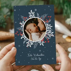 Weihnachtliche Foto Postkarte mit Ihrem Wunschtext
