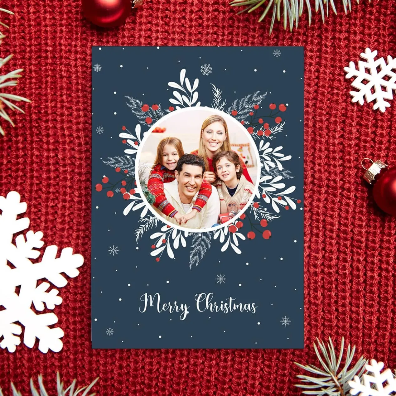 Weihnachtliche Foto Postkarte mit Ihrem Wunschtext