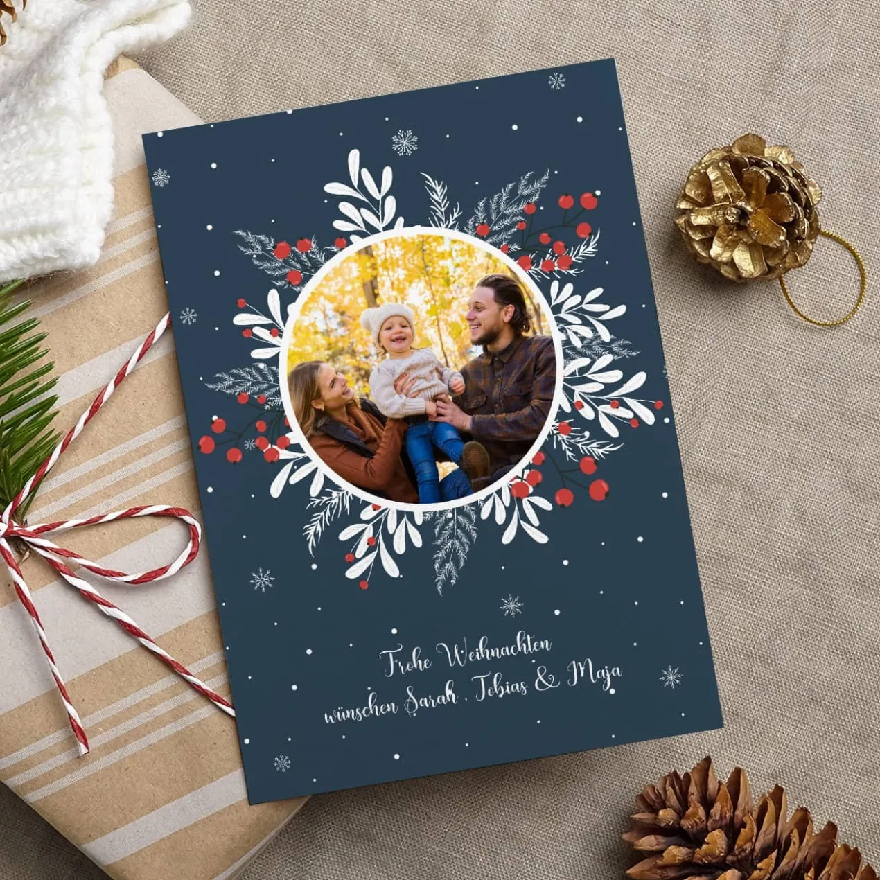 Weihnachtliche Foto Postkarte mit Ihrem Wunschtext