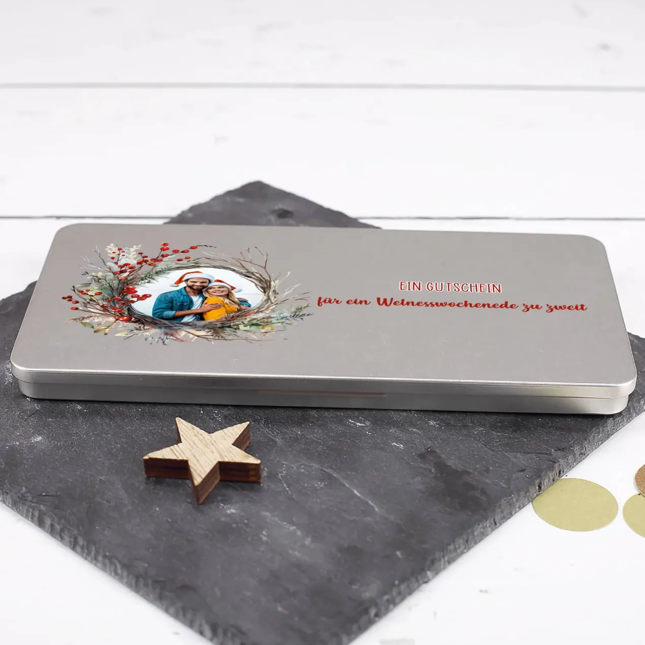 Weihnachtliche Geschenkverpackung für Geldgeschenke mit Foto