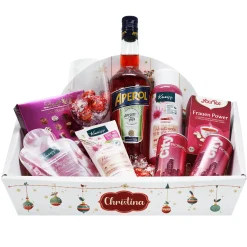 Weihnachtlicher Geschenkkorb mit Namensaufdruck und wahlweise Füllung