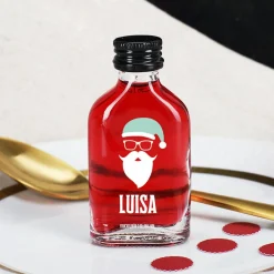 Weihnachtlicher Schnaps mit Hipster Nikolaus Motiv und Ihrem Namen