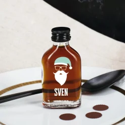 Weihnachtlicher Schnaps mit Hipster Nikolaus Motiv und Ihrem Namen