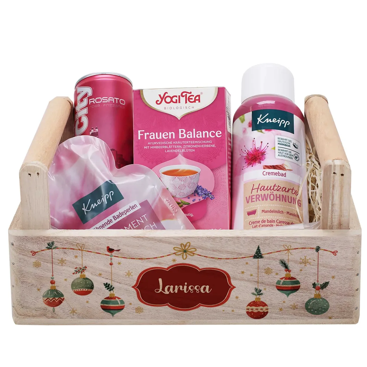 Weihnachtlicher Wellness Geschenkkorb für Frauen mit Namensaufdruck