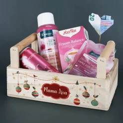 Weihnachtlicher Wellness Geschenkkorb für Frauen mit Namensaufdruck