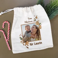 Weihnachtliches Geschenksäckchen mit Lebkuchen-Motiv