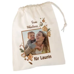 Weihnachtliches Geschenksäckchen mit Lebkuchen-Motiv