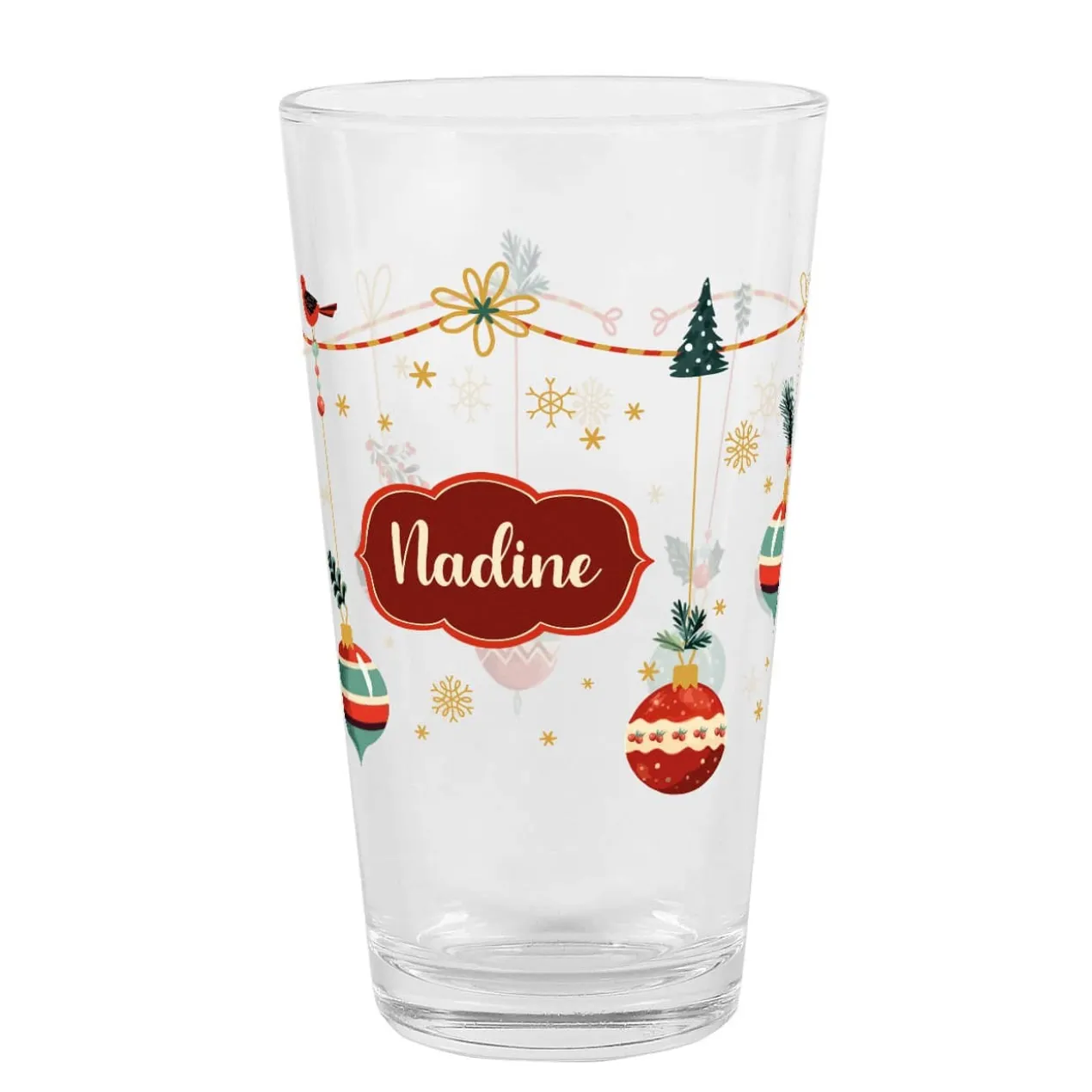 Weihnachtliches Trinkglas mit Name