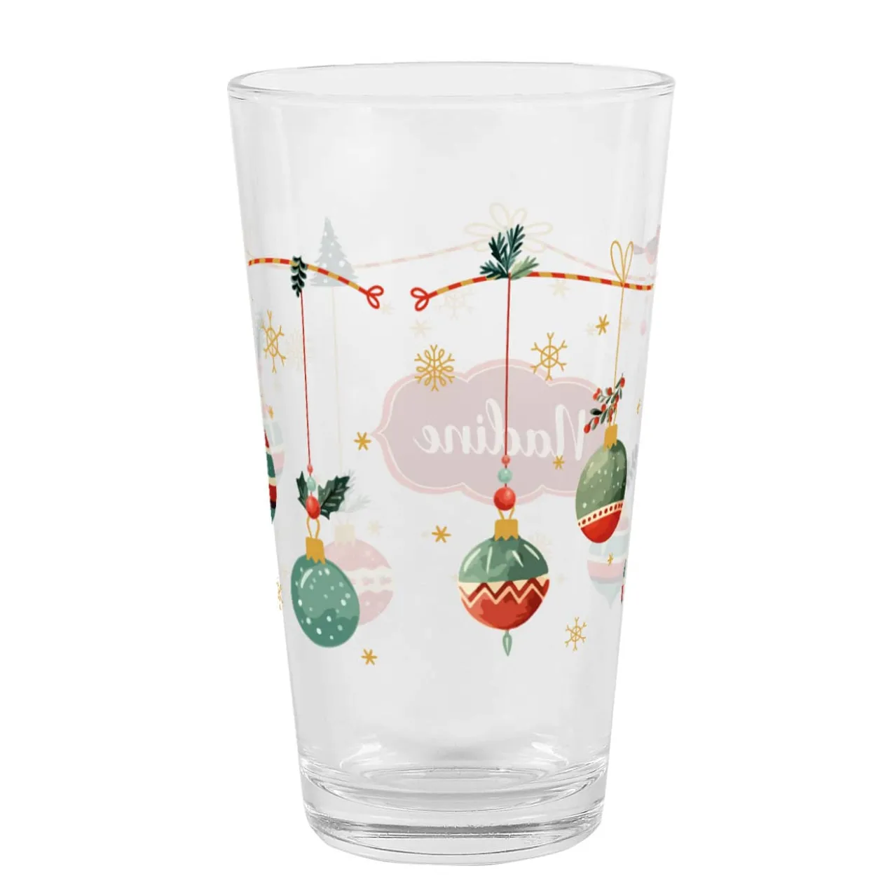 Weihnachtliches Trinkglas mit Name