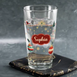 Weihnachtliches Trinkglas mit Name