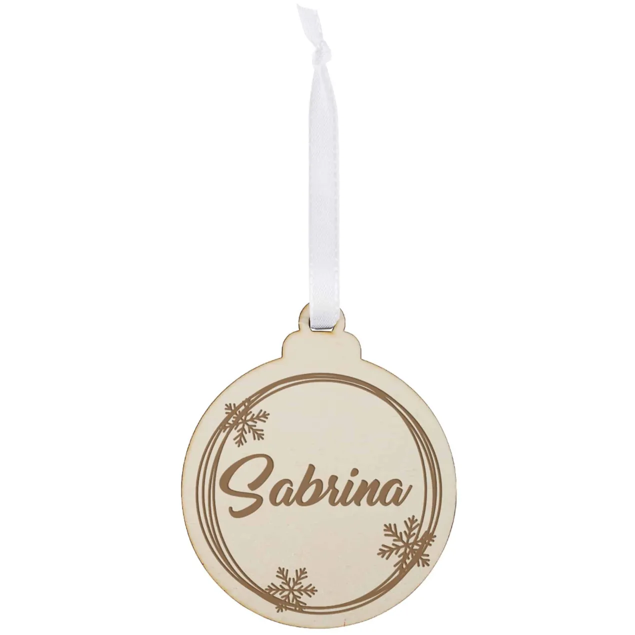 Weihnachtsbaumkugel aus Holz mit Name graviert in 5 Motiven