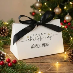 Weihnachts-Geschenktasche personalisiert mit Widmung & Satinband | Edle Geschenkverpackung in 3 Größen