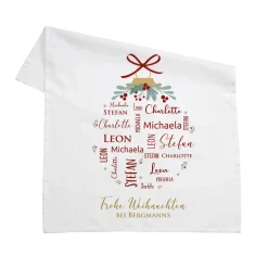 Weihnachts-Geschirrtuch mit bis zu vier Namen und Wunschtext bedruckt